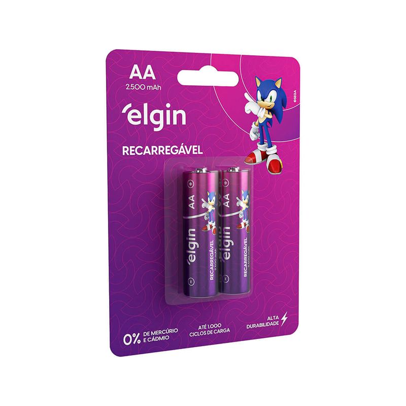 Pilha Recarregavel AA Elgin 2.500mAh c/2
