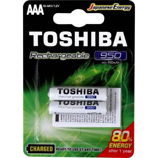 Pilha Recarregavel AAA c/ 2 Toshiba 950mAh
