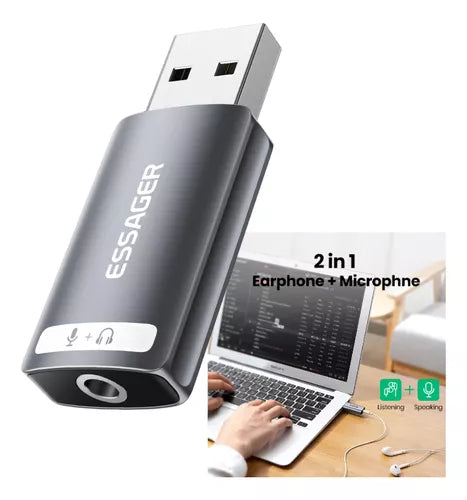 Placa de Som Externa USB Essager P3