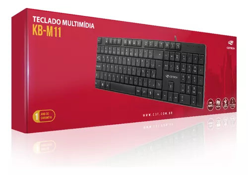 Teclado USB C3Tech KB-M11BK - 2 Metros