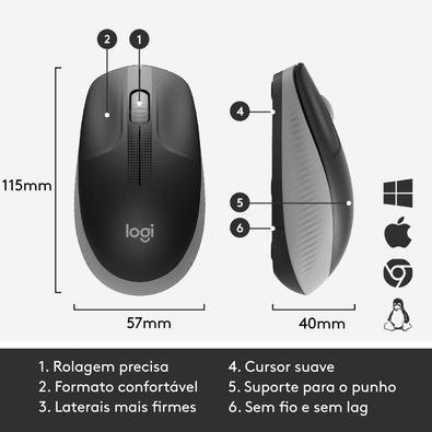 Mouse Sem Fio Logitech M190 Preto