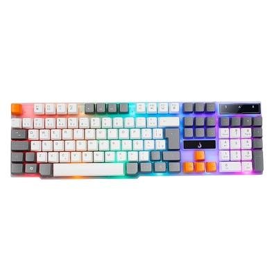 Teclado Gamer RGB Rise Mode G1 Rainbow Branco e Cinza RM-TG-01-WG