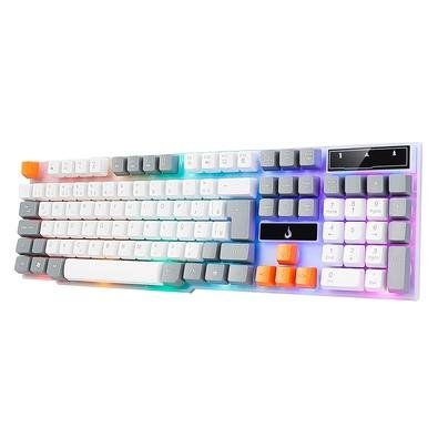Teclado Gamer RGB Rise Mode G1 Rainbow Branco e Cinza RM-TG-01-WG
